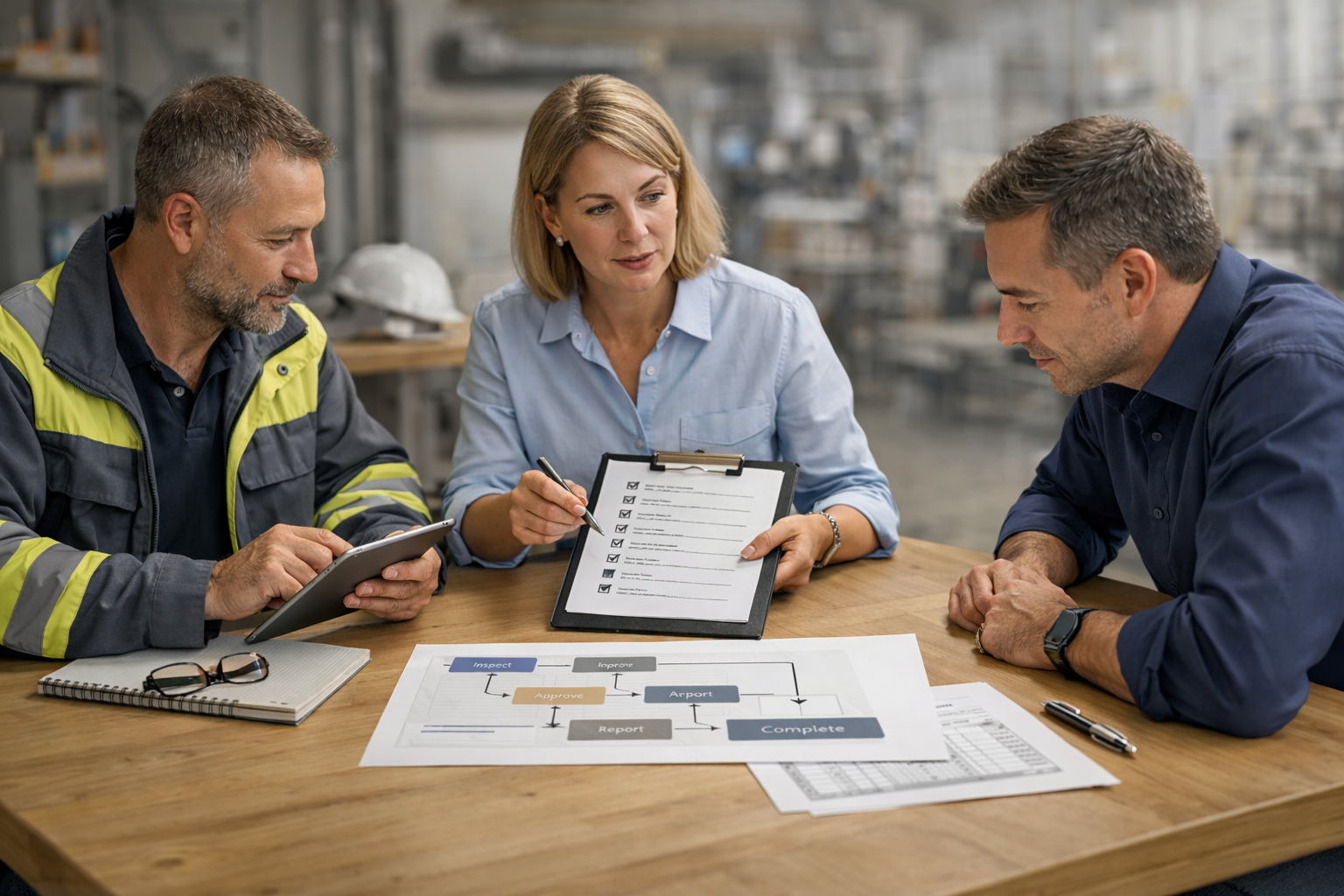 Een muur vol gele post-its naast een tablet met digitale sticky notes